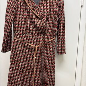 Elegant Houndstooth Wrap Dress